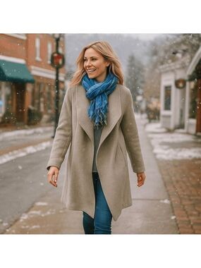 J. JILL Oatmeal Gray Wool Angora Swing Coat Size S Petite //Small